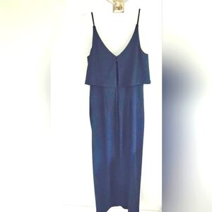 XSCAPE Navy Maxi Dress formal knit v-neck